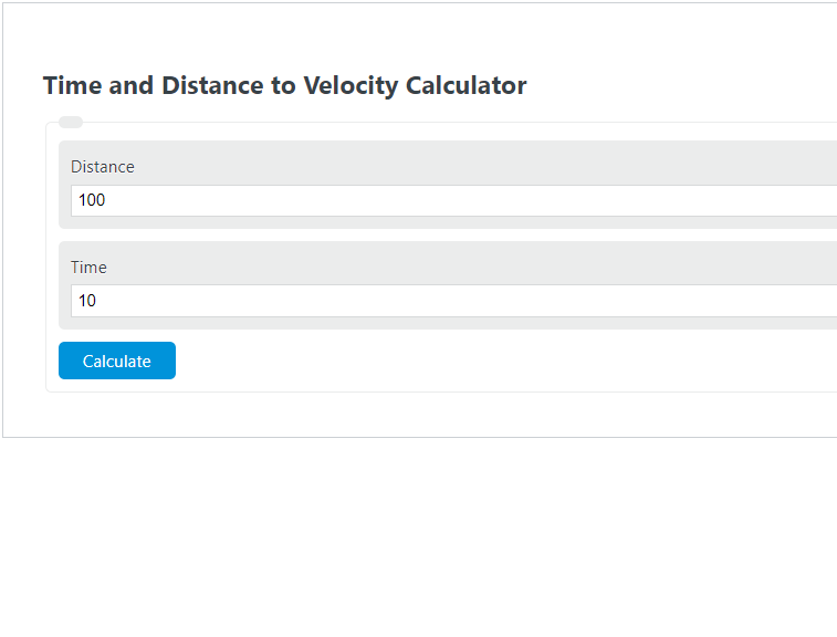 time and distance to velocity calculator 