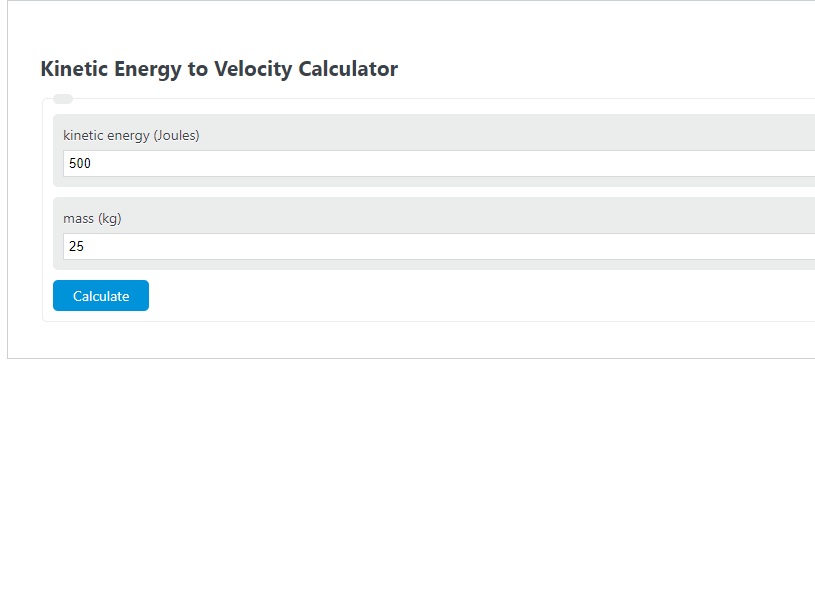 kinetic energy to velocity calculator 