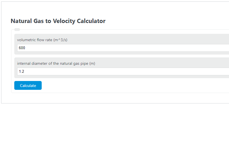 natural gas velocity calculator 