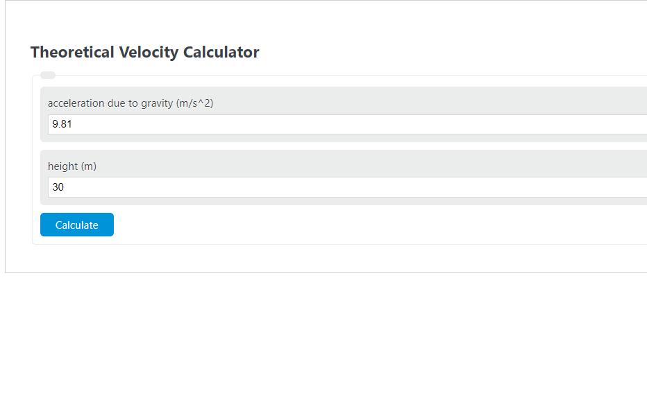 theoretical velocity calculator 