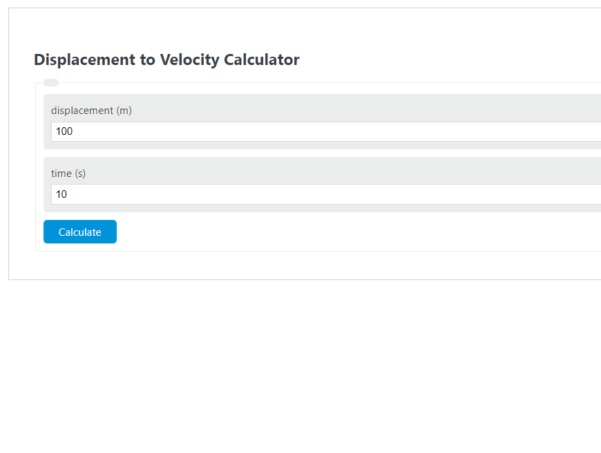 displacement to velocity calculator 
