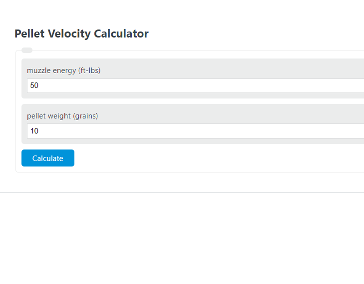 pellet velocity calculator 