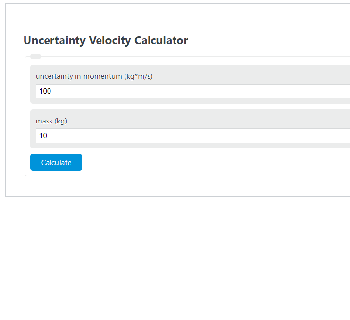 uncertainty velocity calculator 