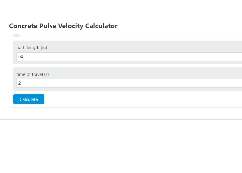 concrete pulse velocity calculator 
