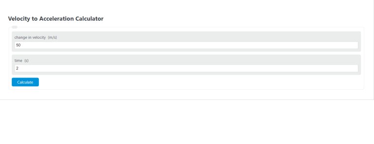 Velocity to Acceleration Calculator - Calculator Academy