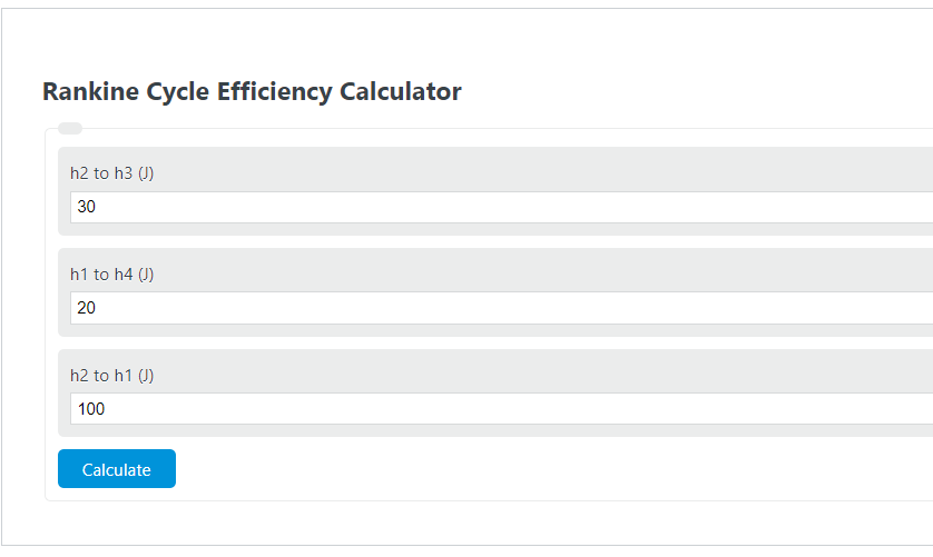 rankine cycle efficiency calculator