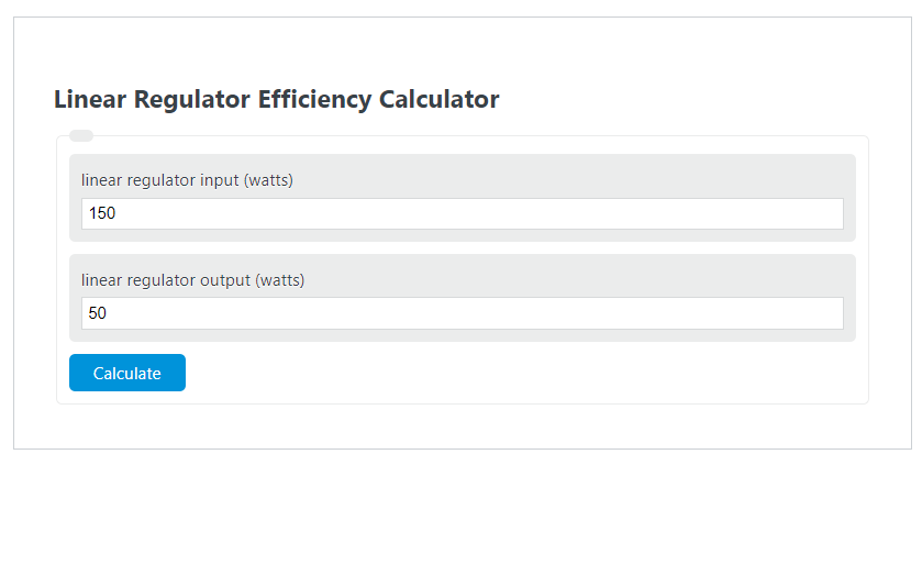 linear regulator efficiency calculator