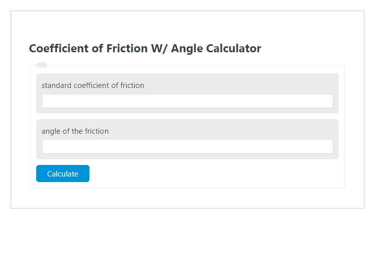 coefficient of friction at an angle calculator