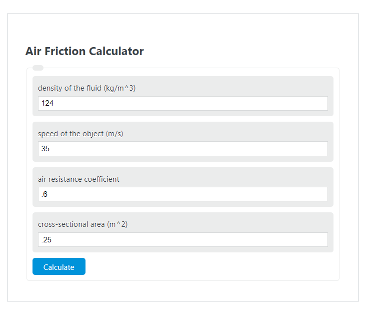 air friction calculator
