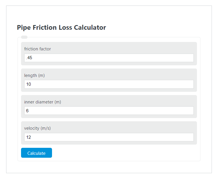pipe friction calculator