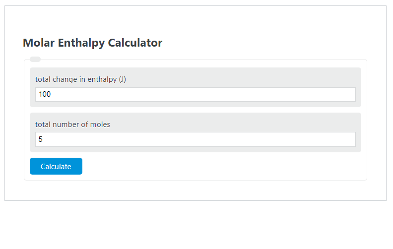 molar enthalpy calculator