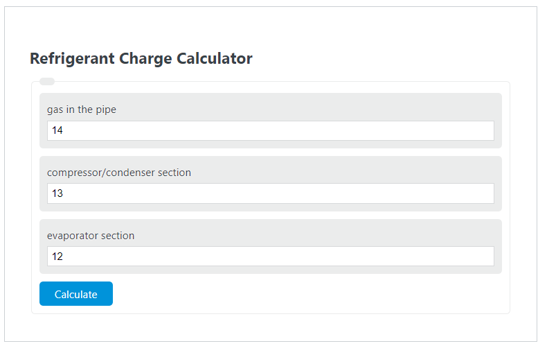 refrigerant charge calculator