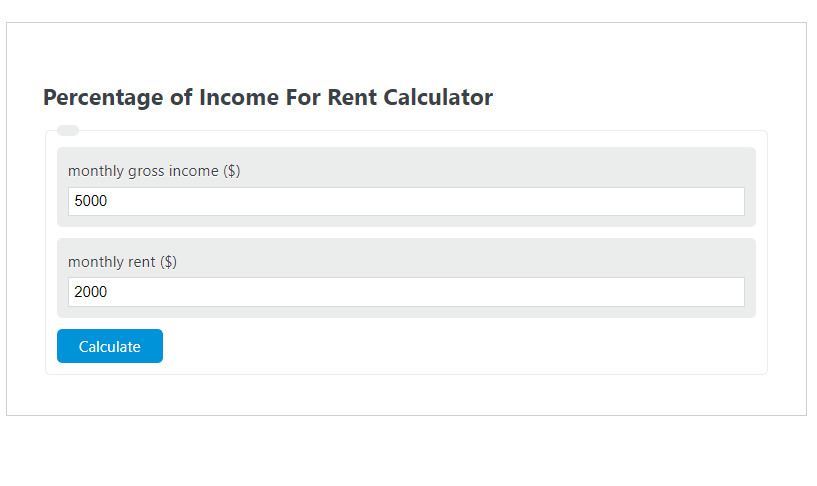 percentage of income for rent calculator