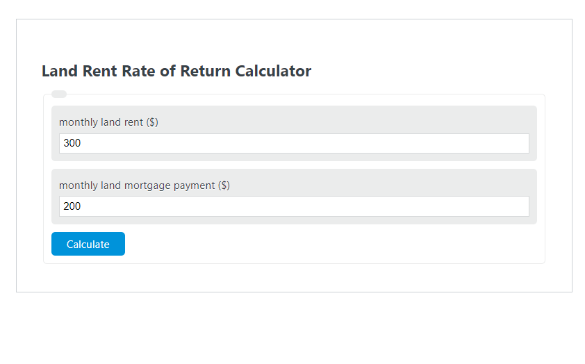 land rate of return calculator