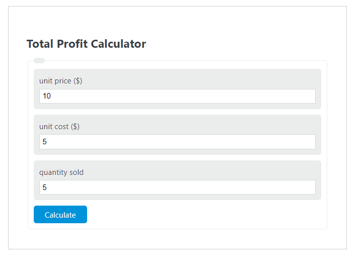 total profit calculator