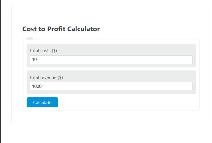 cost to profit calculator
