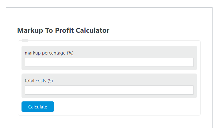 markup to profit calculator