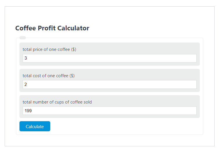 coffee profit calculator