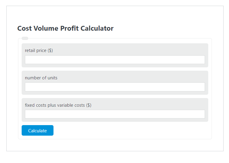 cost volume profit calculator
