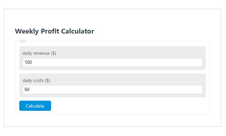 weekly profit calculator