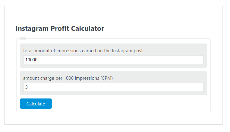 instagram profit calculator