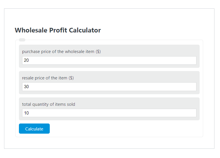 wholesale profit calculator