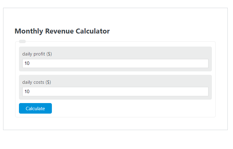 monthly revenue calculator