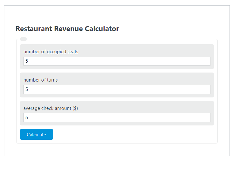 restaurant revenue calculator