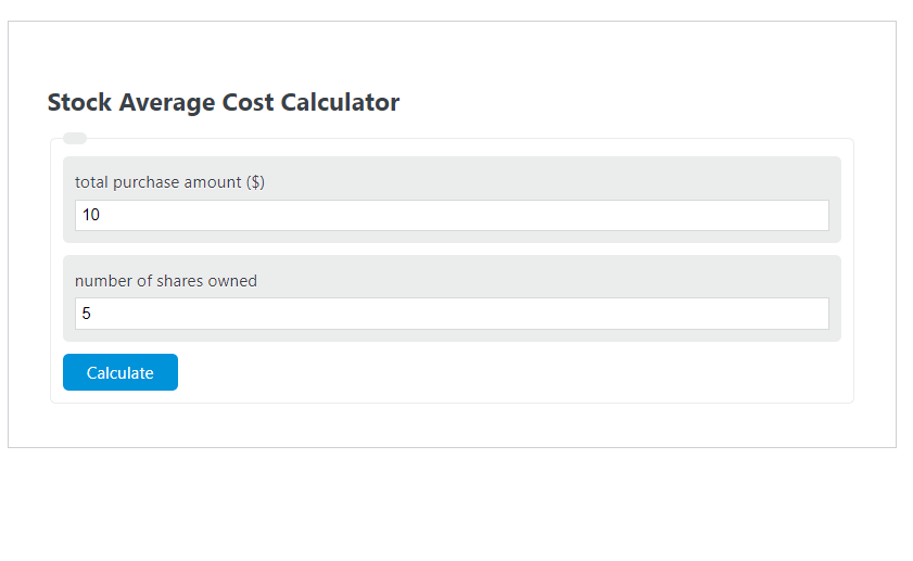 stock average cost calculator