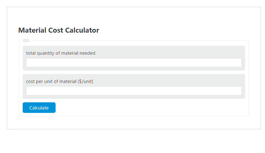 material cost calculator