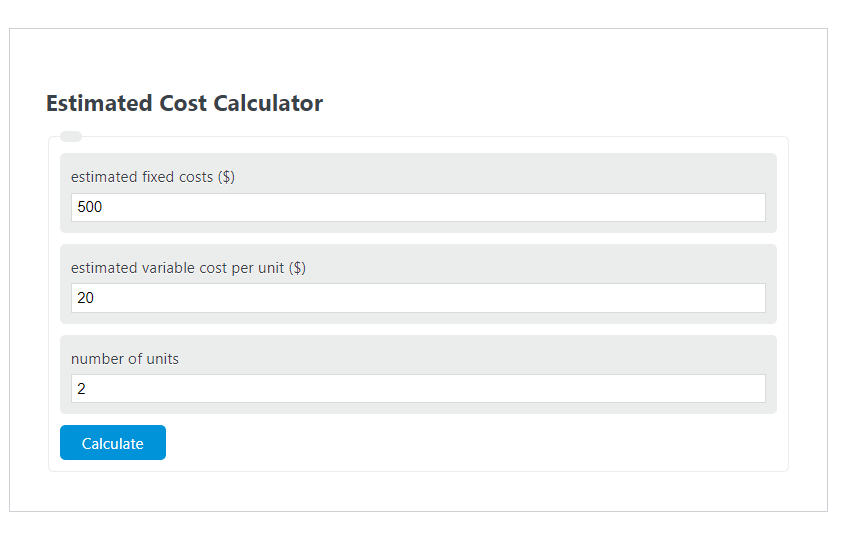 estimated cost calculator