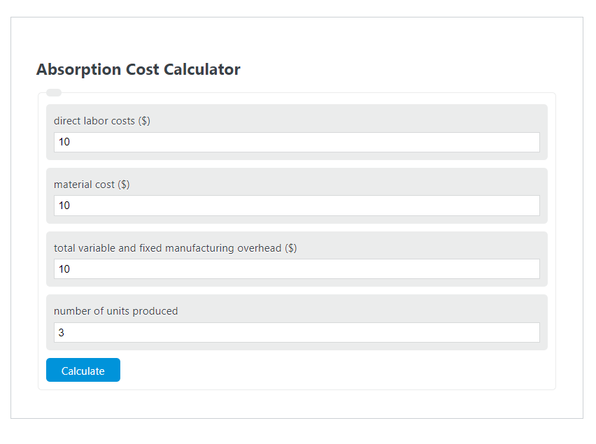absorption cost calculator