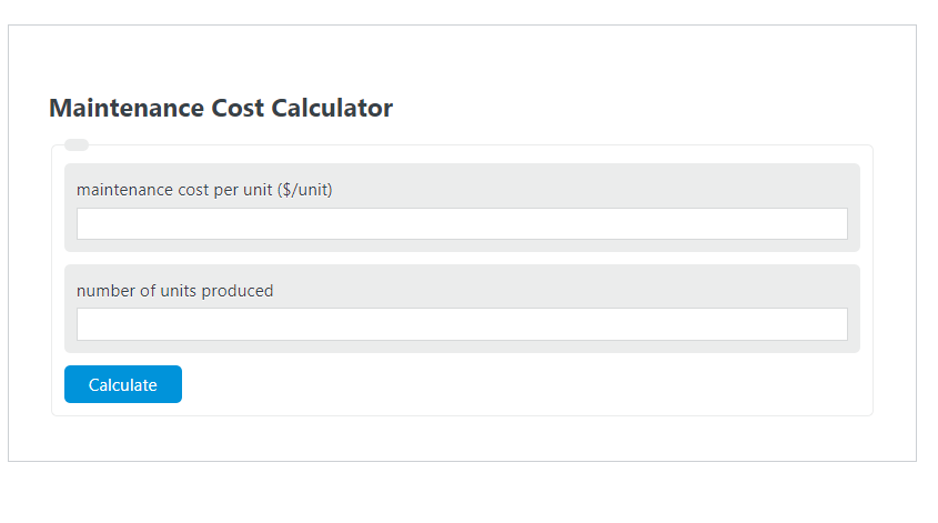 maintenance cost calculator