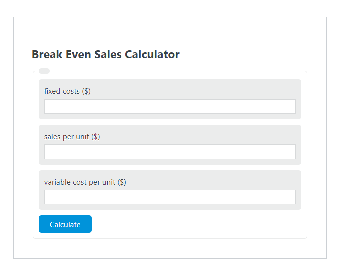 break even sales calculator