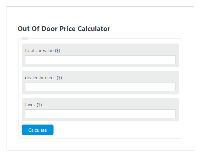out of door price calculator