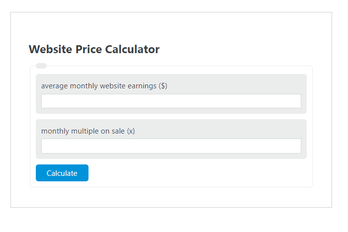 website price calculator