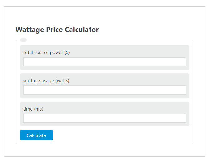 wattage price calculator