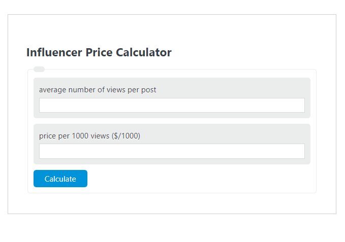 influencer price calculator