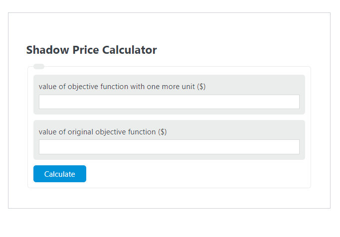 shadow price calculator