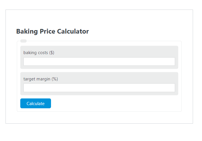 baking price calculator