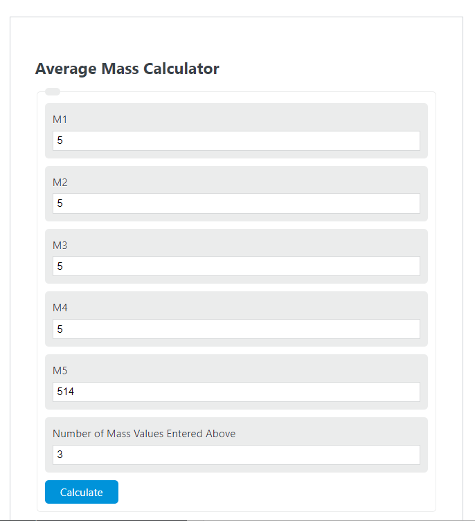 average mass calculator