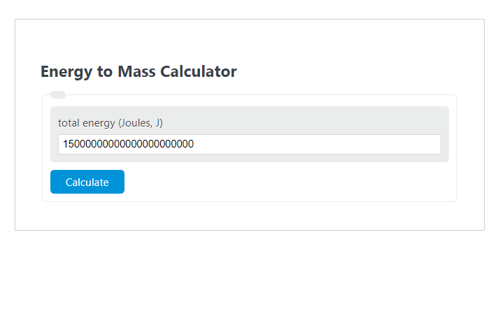 energy to mass calculator