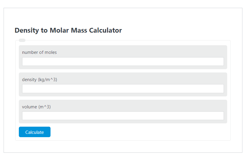 density to molar mass calculator