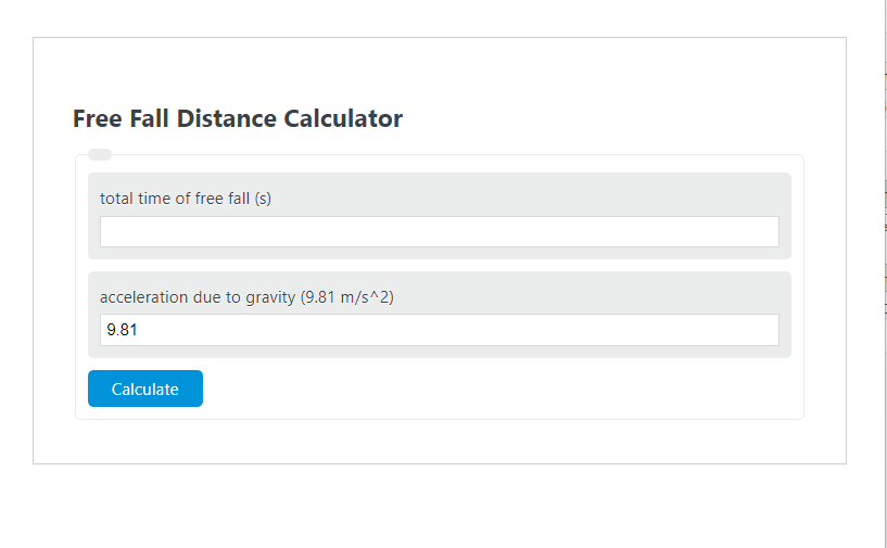 free fall distance calculator