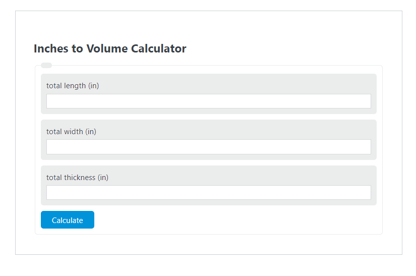 inches to volume calculator