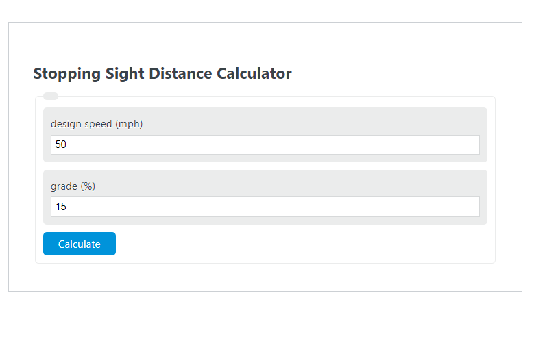 stopping sight distance calculator