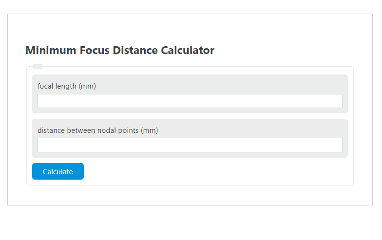 minimum focus distance calculator