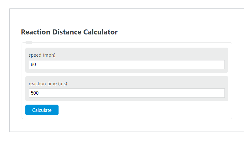 reaction distance calculator