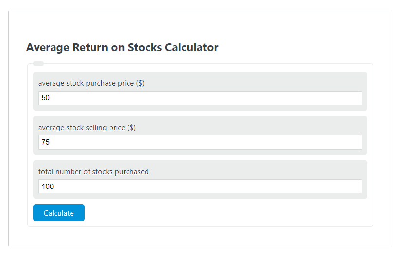 average return on stocks calculator