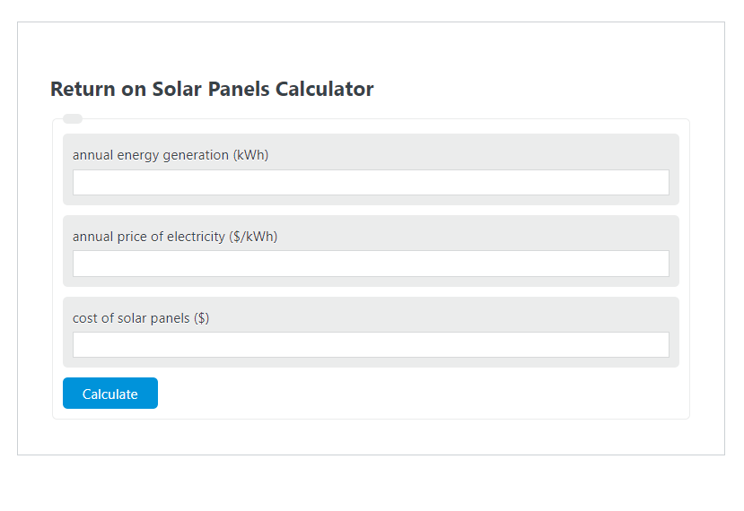 return on solar panels calculator